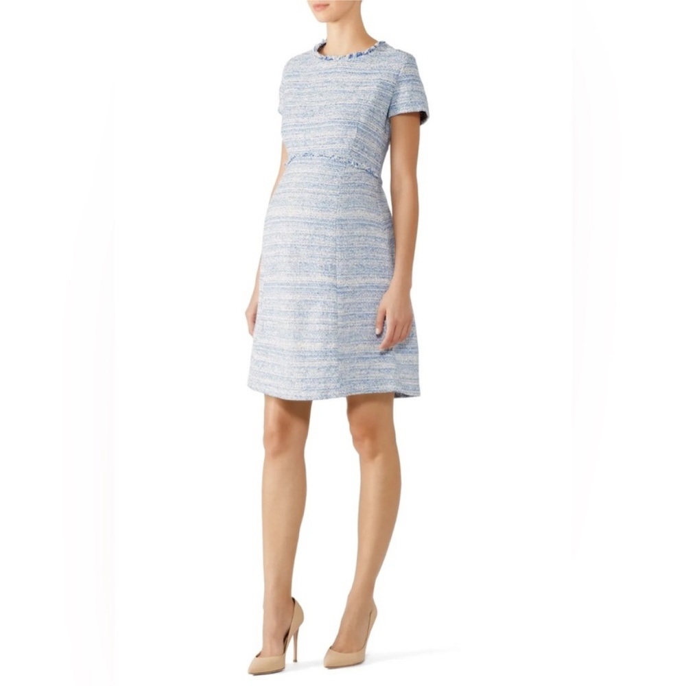 Seraphine Sienna‎ Maternity Tweed Boucle A-Line Shift Dress Blue US 6